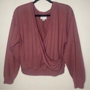 American Eagle Mauve Wrap Front Sweatshirt Women's Small‎ Long Sleeve